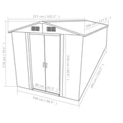 Garden Shed 257x298x178 cm Metal Grey