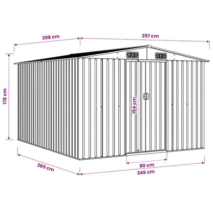 Garden Shed | Anthracite | Galvanised Steel | Large | Sliding Components