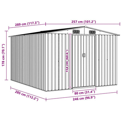 Garden Shed 257x298x178 cm Metal Brown