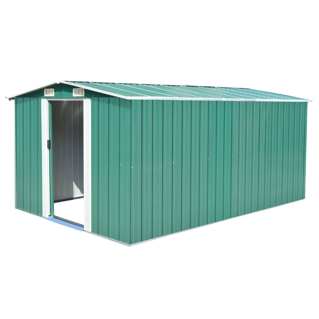 Garden Shed 257x392x181 cm Metal Green