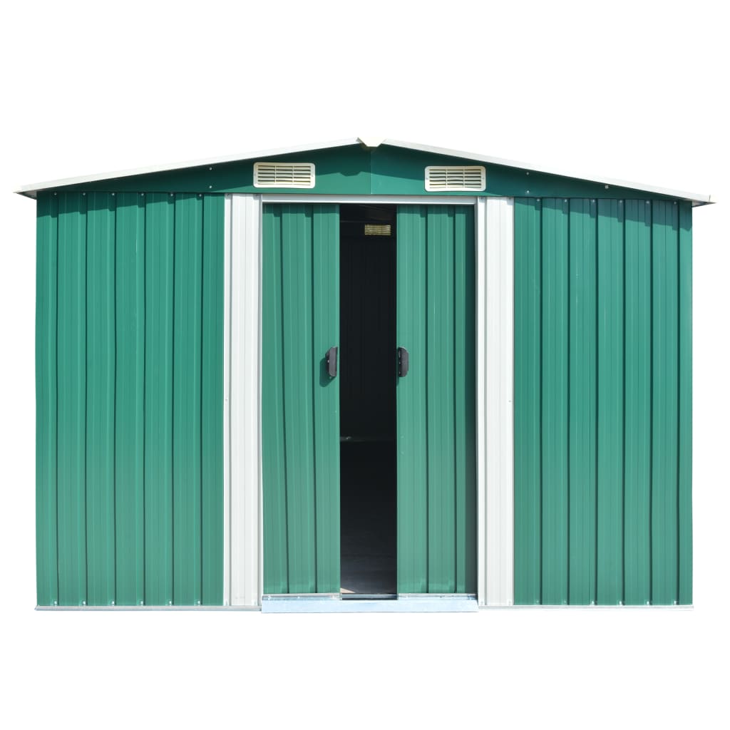 Garden Shed 257x392x181 cm Metal Green