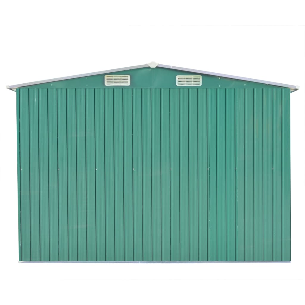 Garden Shed 257x392x181 cm Metal Green