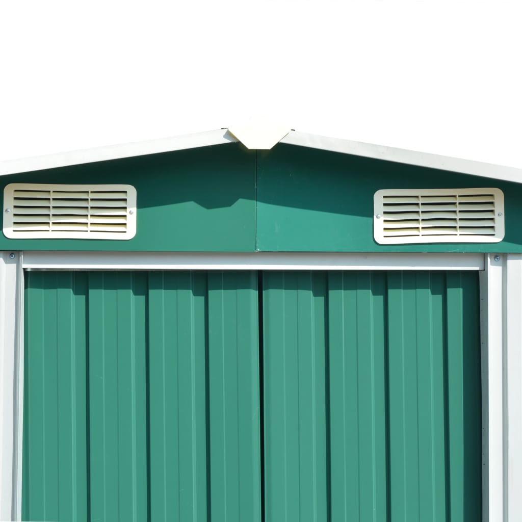 Garden Shed 257x392x181 cm Metal Green