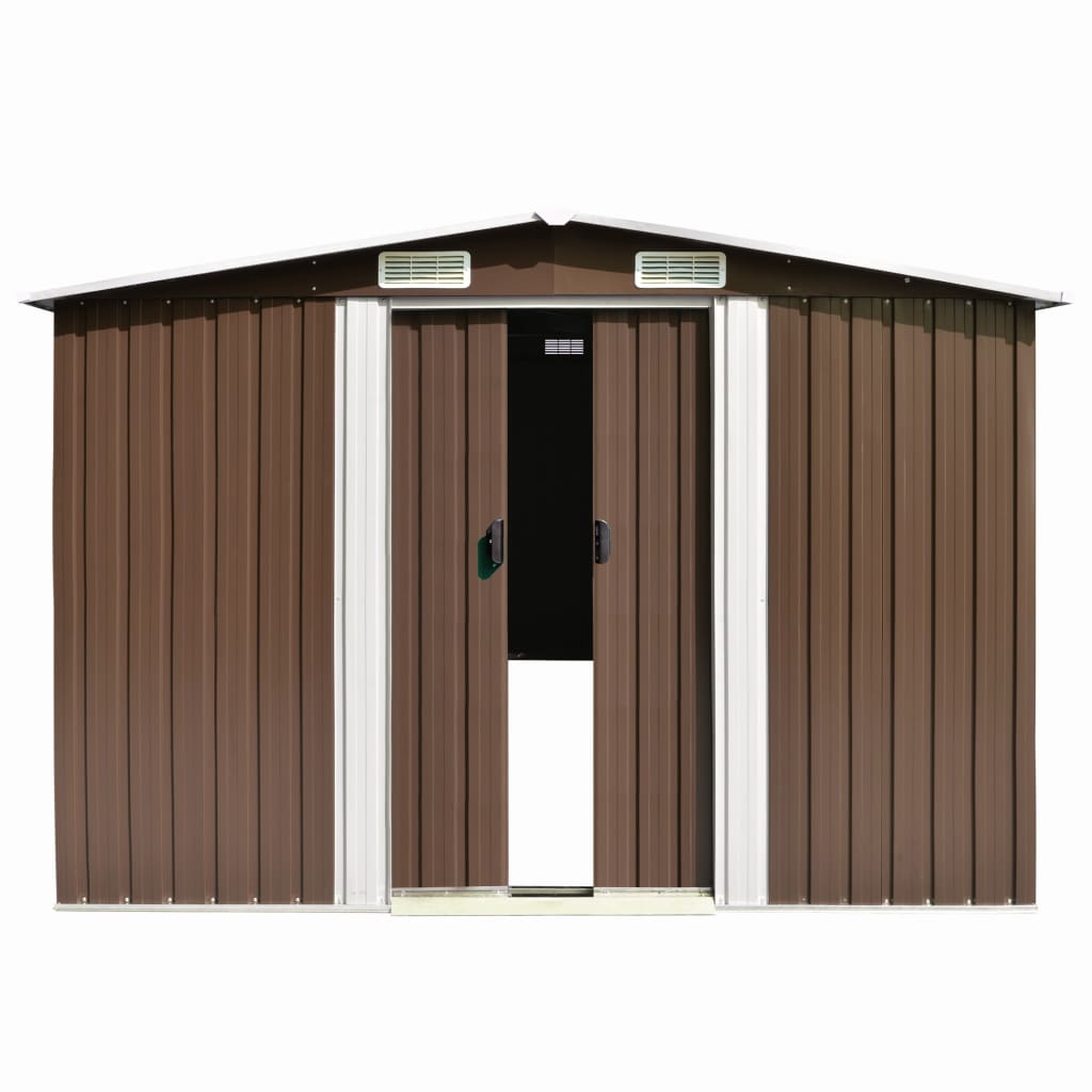 Garden Shed 257x392x181 cm Metal Brown