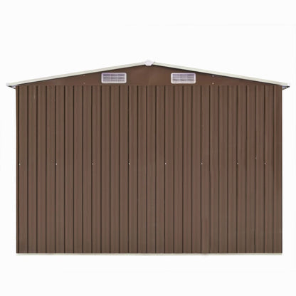 Garden Shed 257x392x181 cm Metal Brown