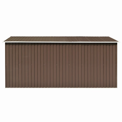 Garden Shed 257x392x181 cm Metal Brown