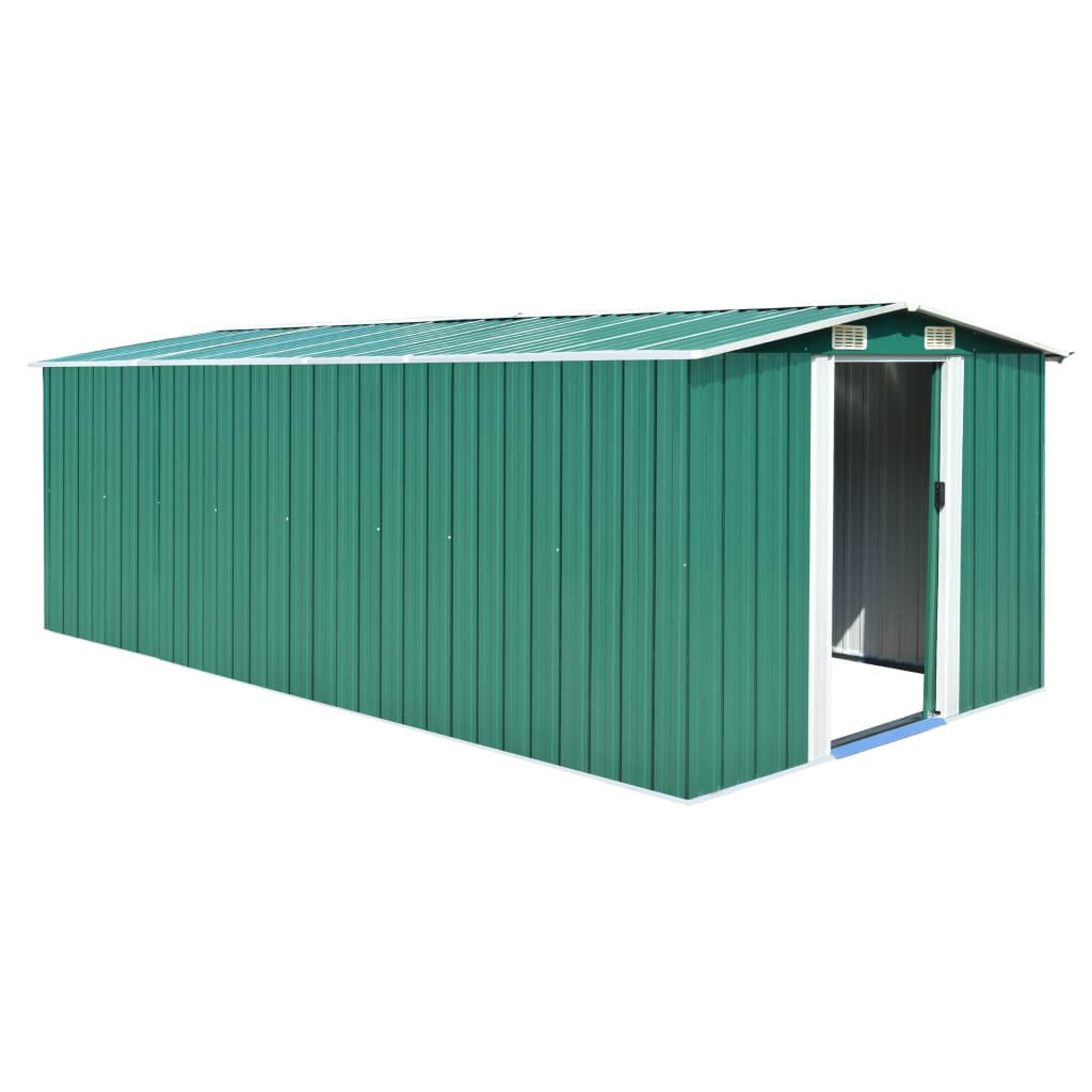 Garden Shed 257x489x181 cm Metal Green