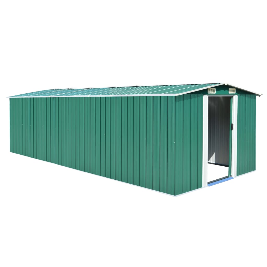 Garden Shed 257x580x181 cm Metal Green