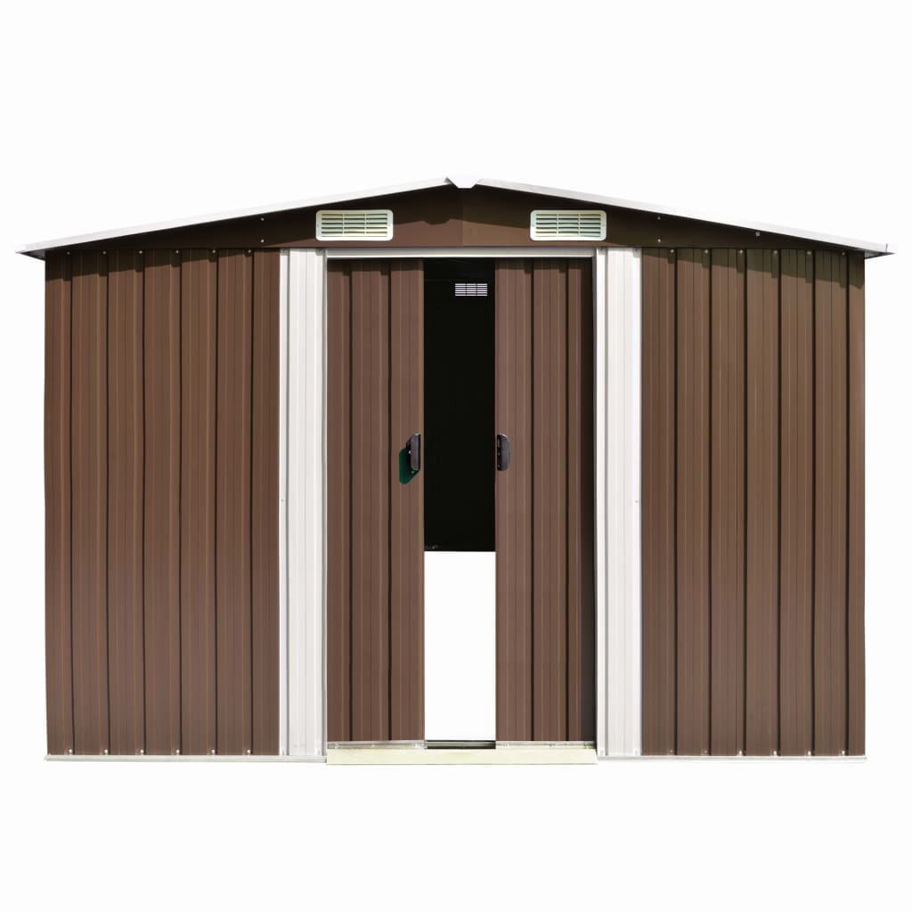 Garden Shed 257x580x181 cm Metal Brown