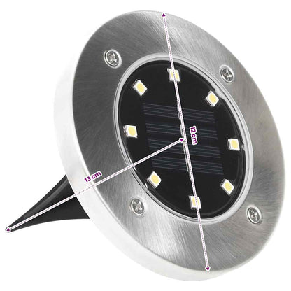 Solar Ground Light | Set of 8 | Warm white, Silver | PP | Compact