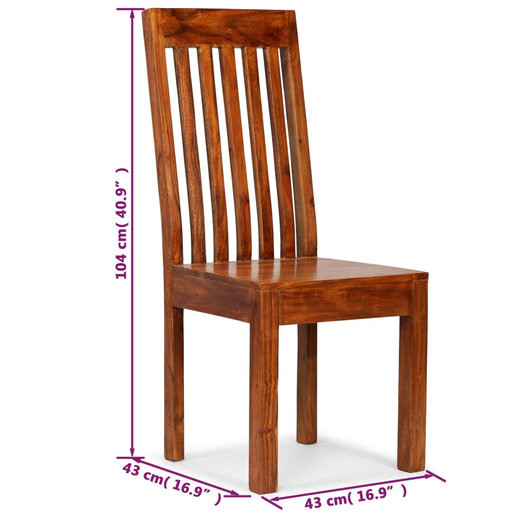 Dining Chair | Set of 4 | Brown | Solid acacia wood | Standard | Durable