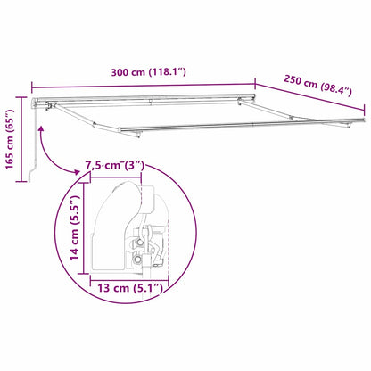 Awning Frame Manual White 300 x 250 cm Aluminium