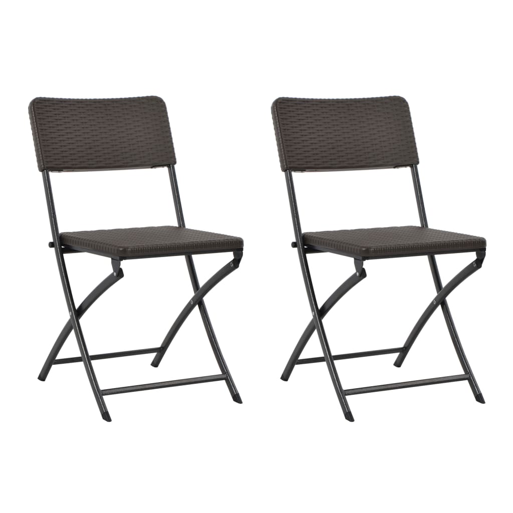 Folding Chair |  Set of 2 | Brown | HDPE and powder-coated steel