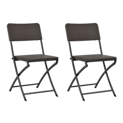 Folding Chair |  Set of 2 | Brown | HDPE and powder-coated steel