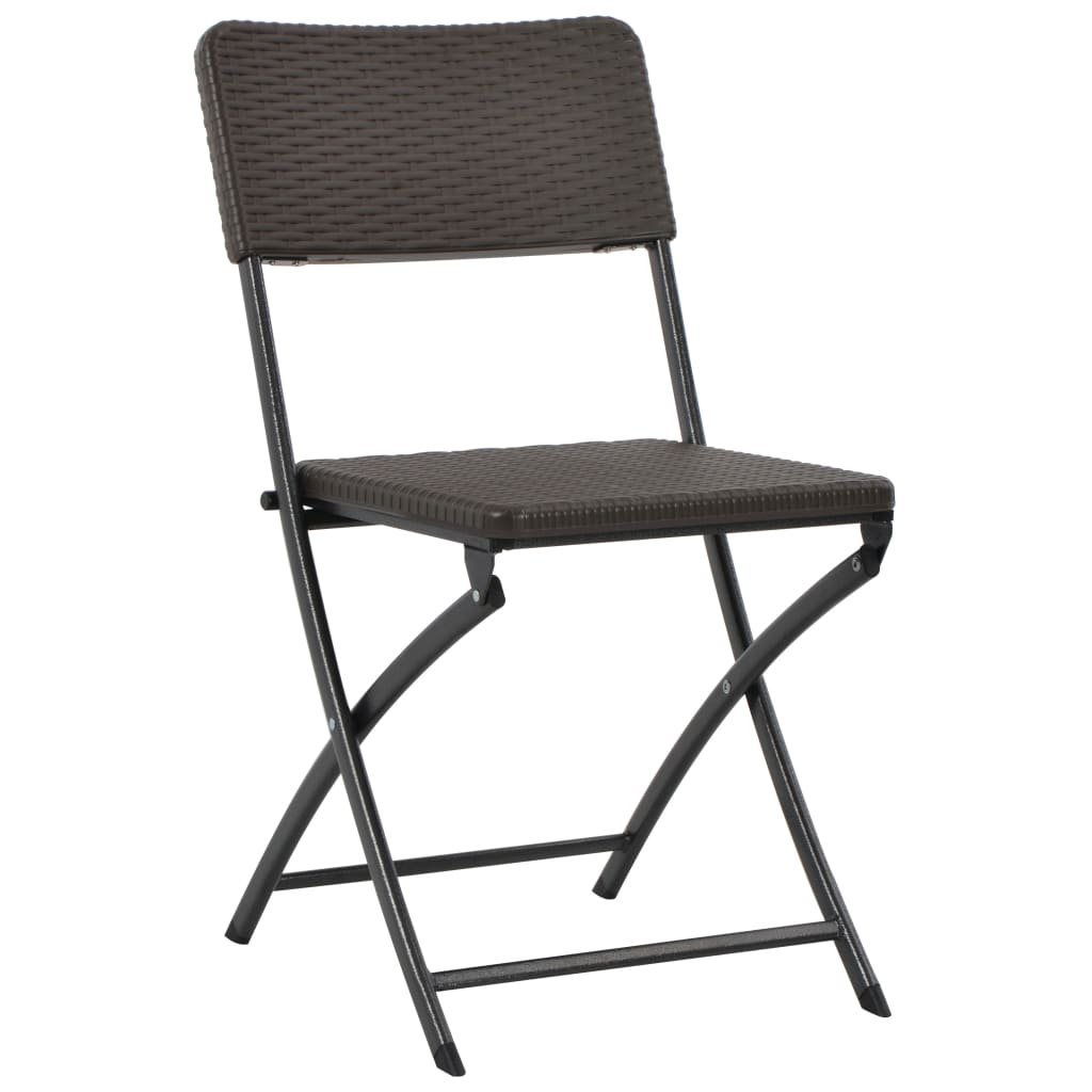 Folding Chair |  Set of 2 | Brown | HDPE and powder-coated steel