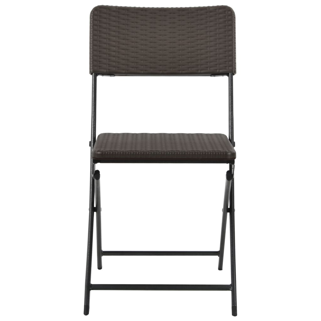 Folding Chair |  Set of 2 | Brown | HDPE and powder-coated steel