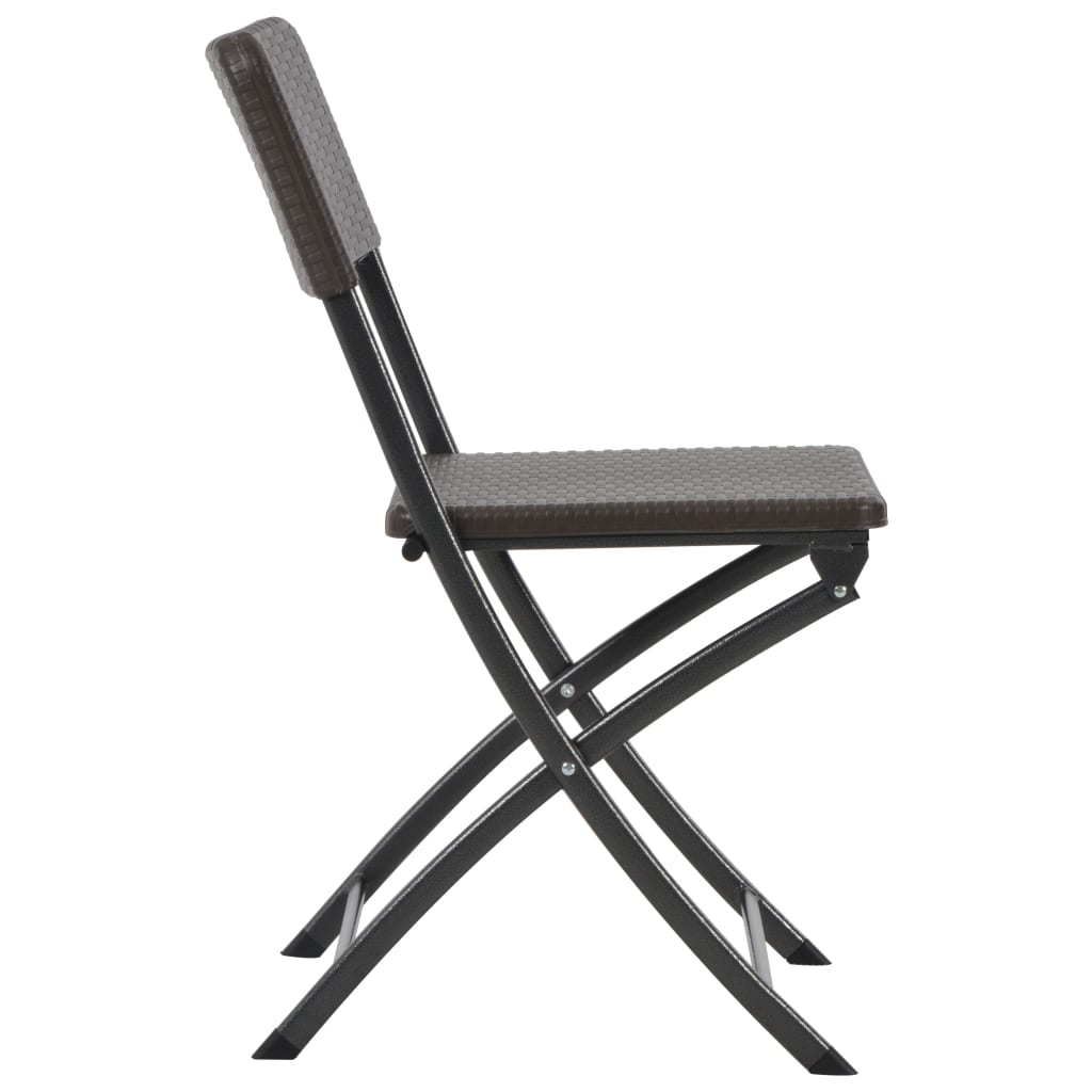Folding Chair |  Set of 2 | Brown | HDPE and powder-coated steel