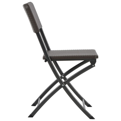 Folding Chair |  Set of 2 | Brown | HDPE and powder-coated steel