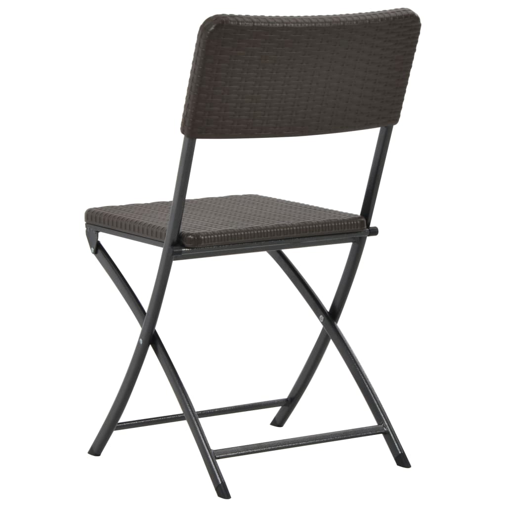 Folding Chair |  Set of 2 | Brown | HDPE and powder-coated steel