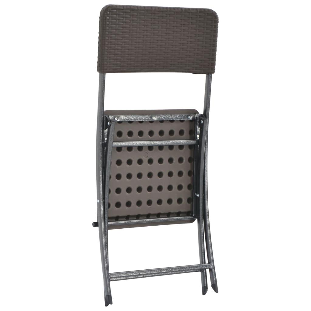 Folding Chair |  Set of 2 | Brown | HDPE and powder-coated steel