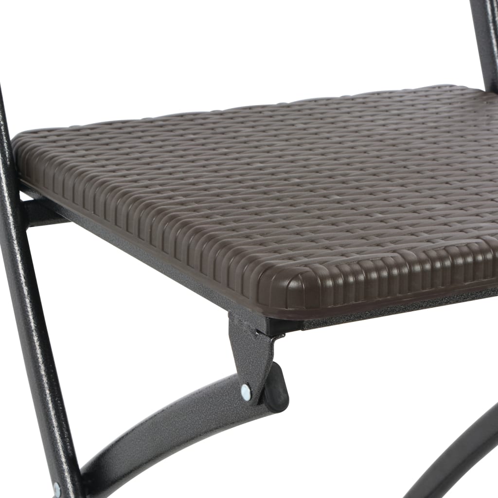 Folding Chair |  Set of 2 | Brown | HDPE and powder-coated steel