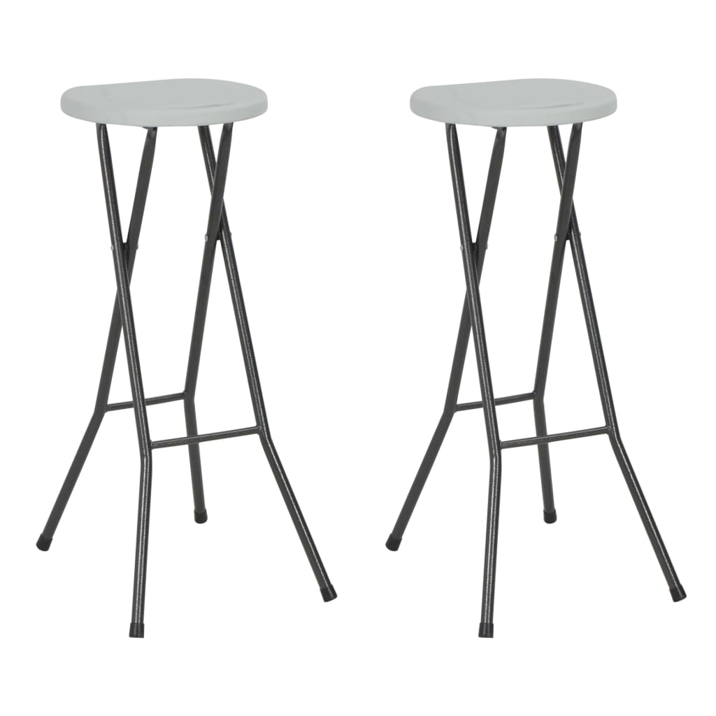 Bar Chair | Set of 2 | White | HDPE and powder-coated steel | Foldable