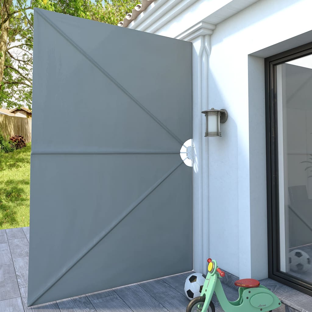 Collapsible Terrace Side Awning Grey 300x200 cm