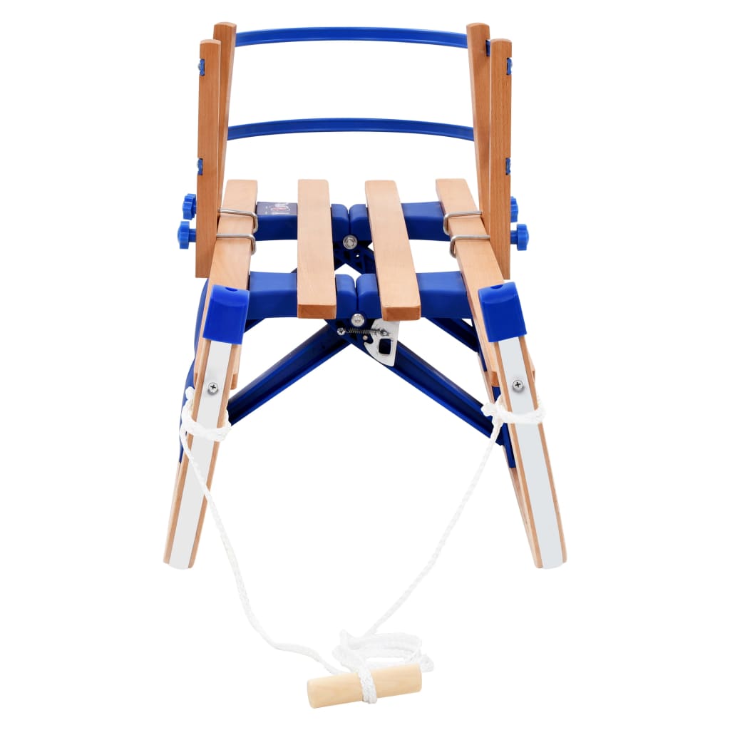 Folding Snow Sledge with Backrest Wood 119 cm