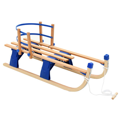 Folding Snow Sledge with Backrest Wood 119 cm