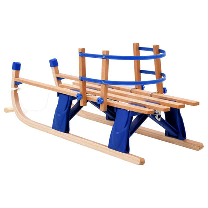 Folding Snow Sledge with Backrest Wood 119 cm