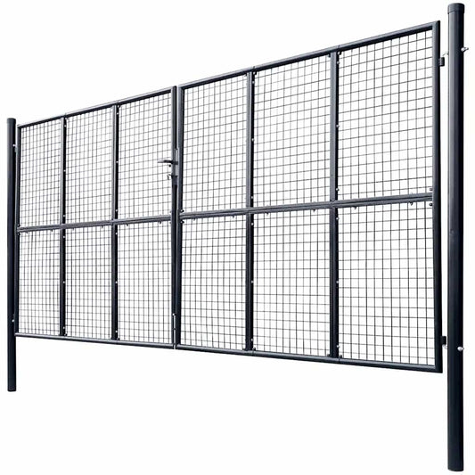 Mesh Garden Gate Galvanised Steel 400x175 cm Grey
