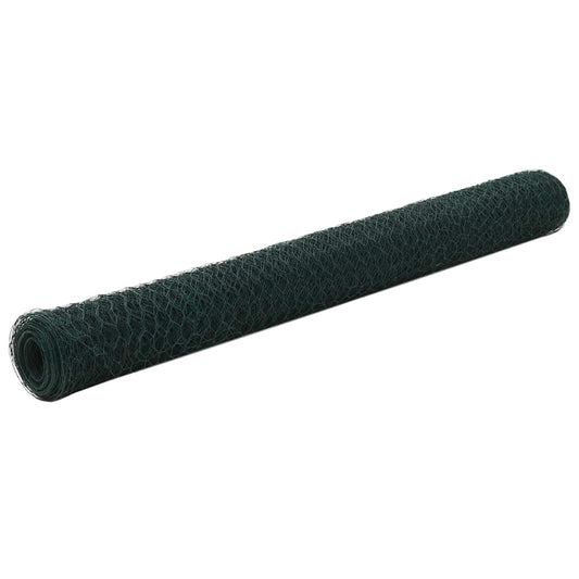 Chicken Wire Fence Steel with PVC Coating 25x1.2 m Green