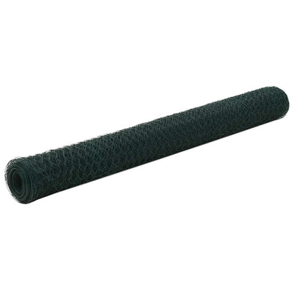 Chicken Wire Fence Steel with PVC Coating 25x1.2 m Green