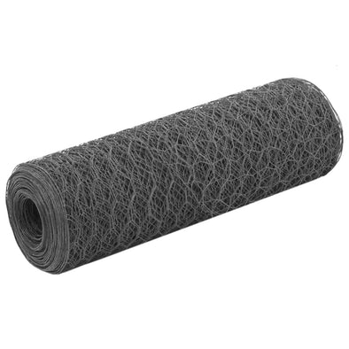 Chicken Wire Fence Steel with PVC Coating 25x0.5 m Grey