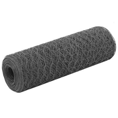 Chicken Wire Fence Steel with PVC Coating 25x0.5 m Grey
