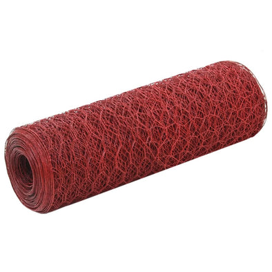 Chicken Wire Fence Steel with PVC Coating 25x0.5 m Red