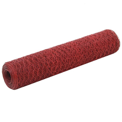 Chicken Wire Fence Steel with PVC Coating 25x0.75 m Red