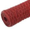 Chicken Wire Fence Steel with PVC Coating 25x0.75 m Red