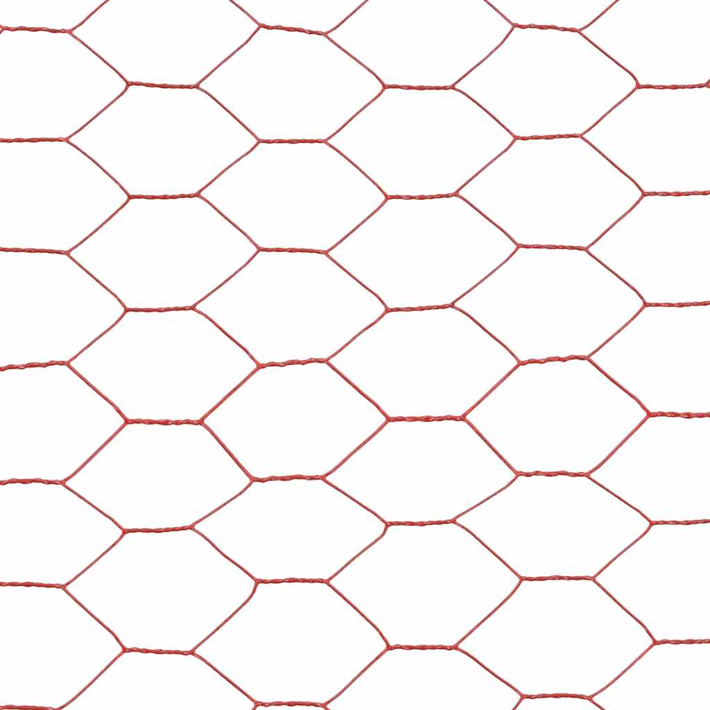 Chicken Wire Fence Steel with PVC Coating 25x1 m Red