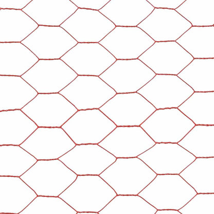 Chicken Wire Fence Steel with PVC Coating 25x1.2 m Red