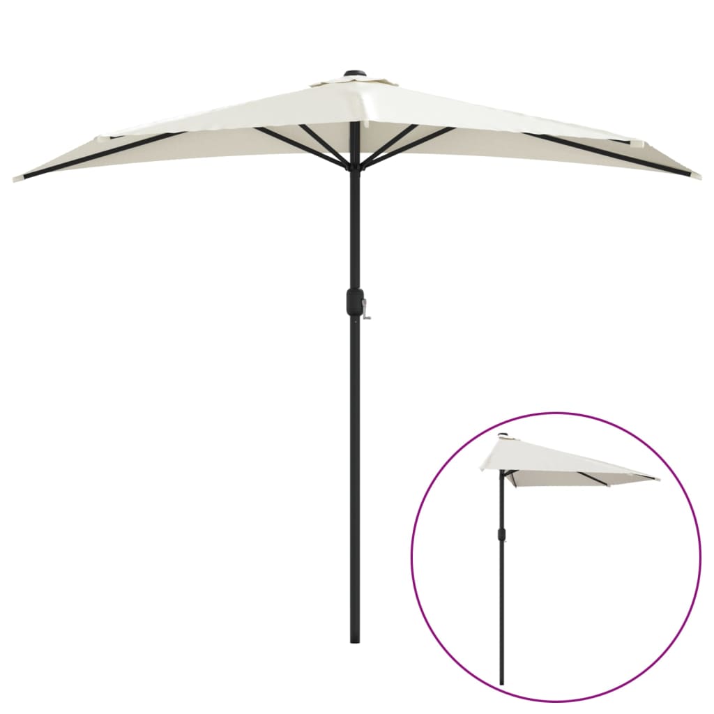 vidaXL Garden Parasol Sand Polyester fabric, Aluminum pole, Steel ribs