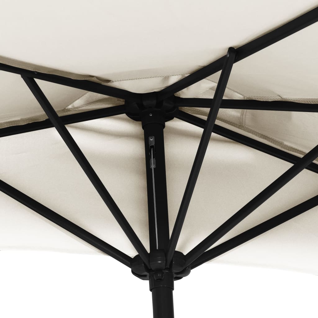 vidaXL Garden Parasol Sand Polyester fabric, Aluminum pole, Steel ribs