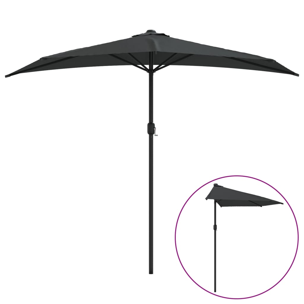Garden Parasol with Aluminum Pole Anthracite 106.3"x56.7" Half
