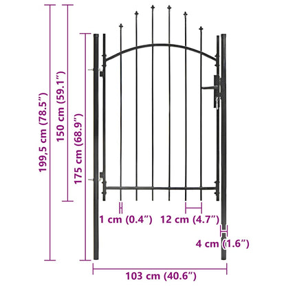 143060 vidaXL Garden Gate "Woerden" Steel 1x1,5 m Black