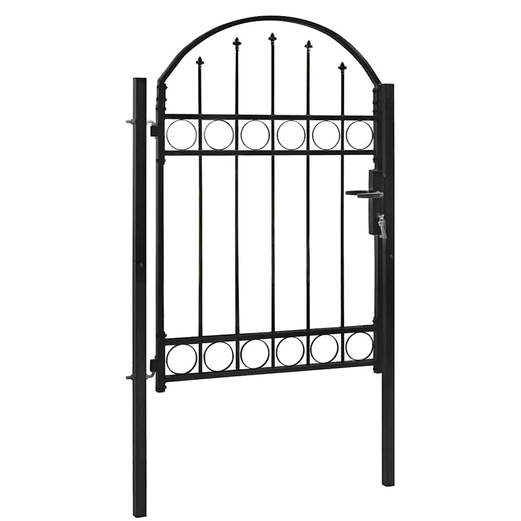 Fence Gate "ASSEN" with Arched Top Steel 102x125 cm Black
