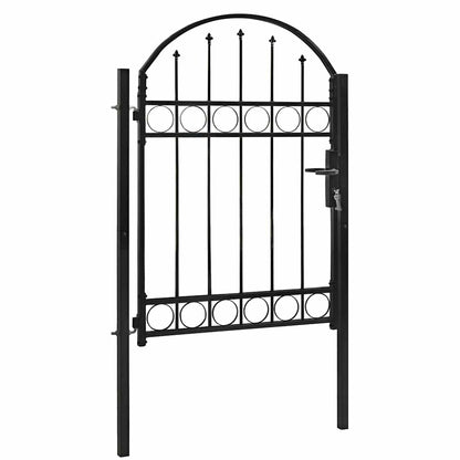 Fence Gate "ASSEN" with Arched Top Steel 102x125 cm Black