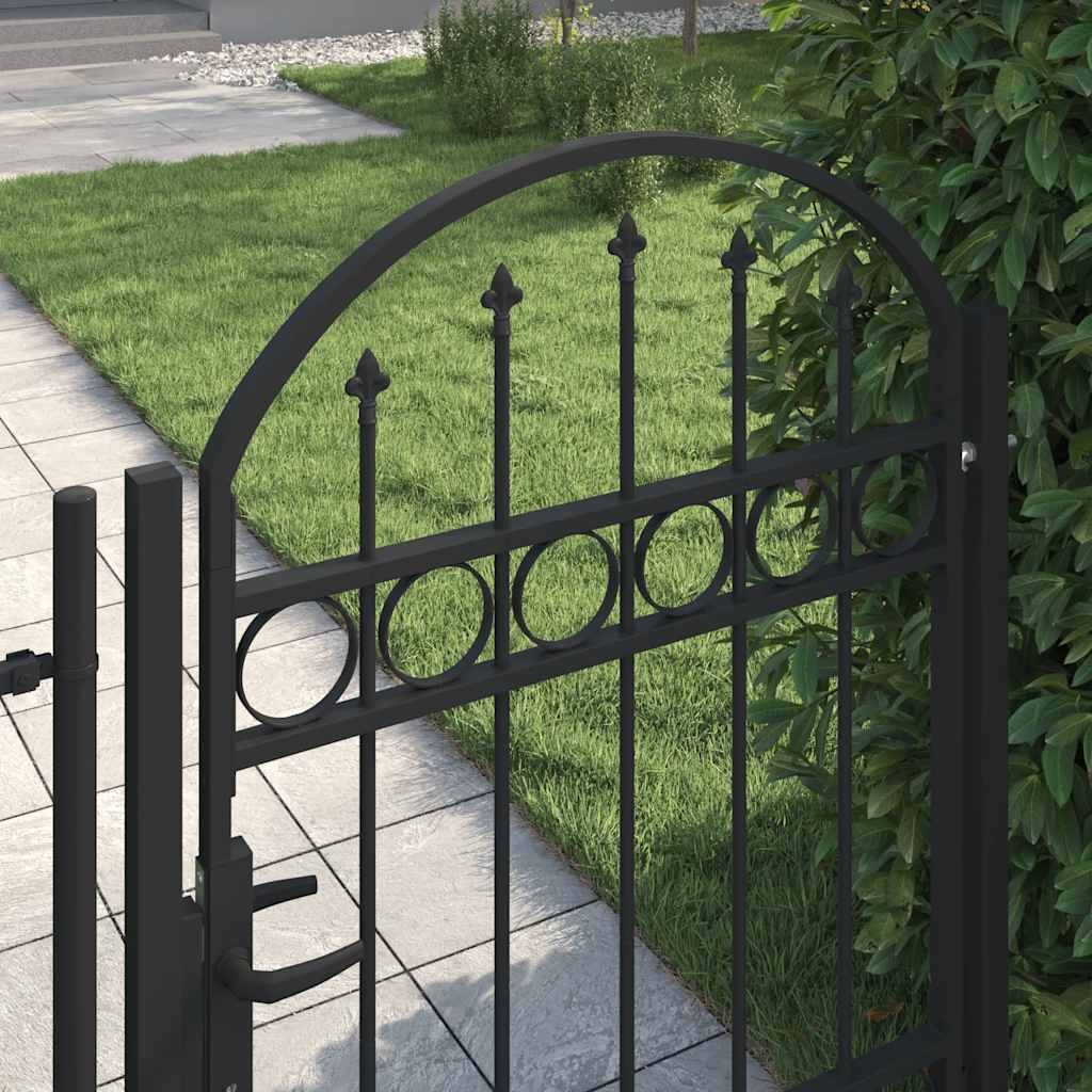 Fence Gate "ASSEN" with Arched Top Steel 102x125 cm Black