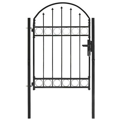 Fence Gate "ASSEN" with Arched Top Steel 102x125 cm Black