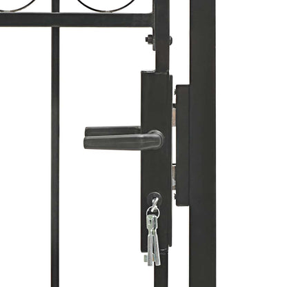 Fence Gate "ASSEN" with Arched Top Steel 102x125 cm Black