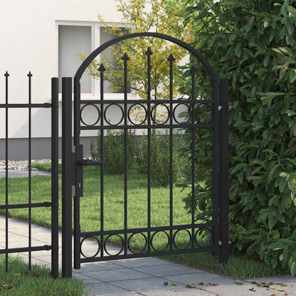 Fence Gate "ASSEN" with Arched Top Steel 102x125 cm Black